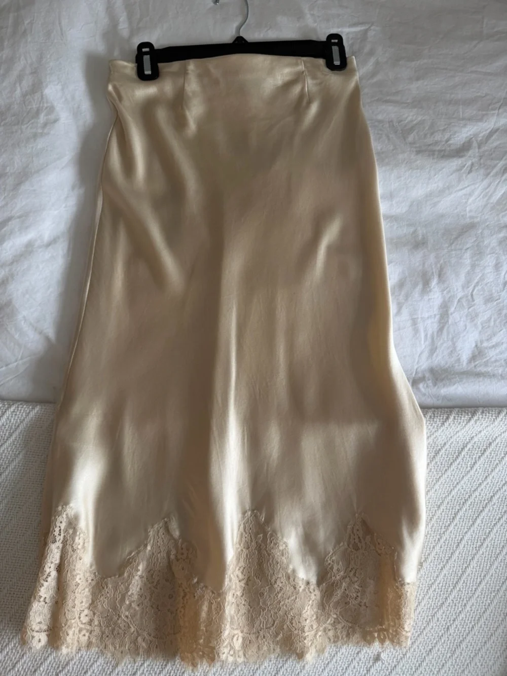 Reformation Satin Slip Skirt in Champagne Beige - Picture 6 of 8